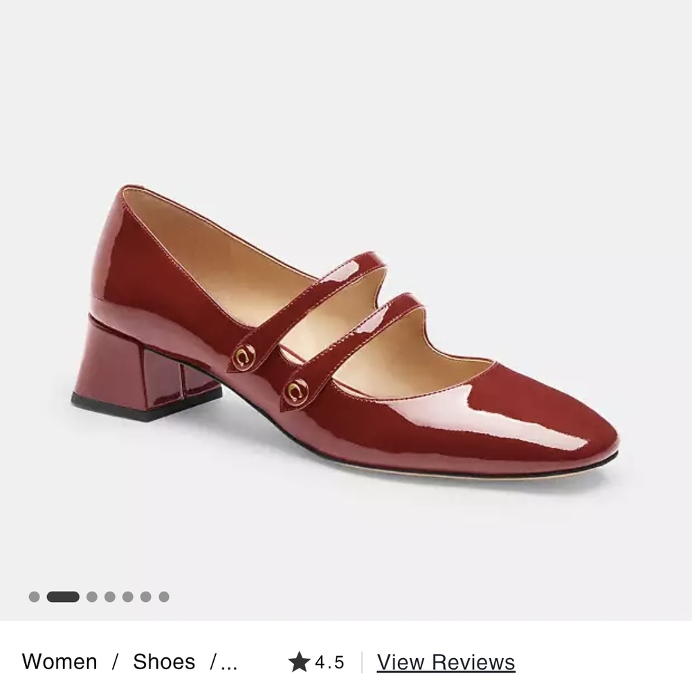 Coach Red X-Strap Block Heel Shoes